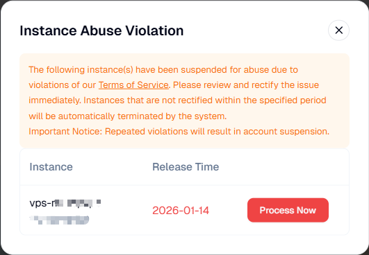 instance abuse violation